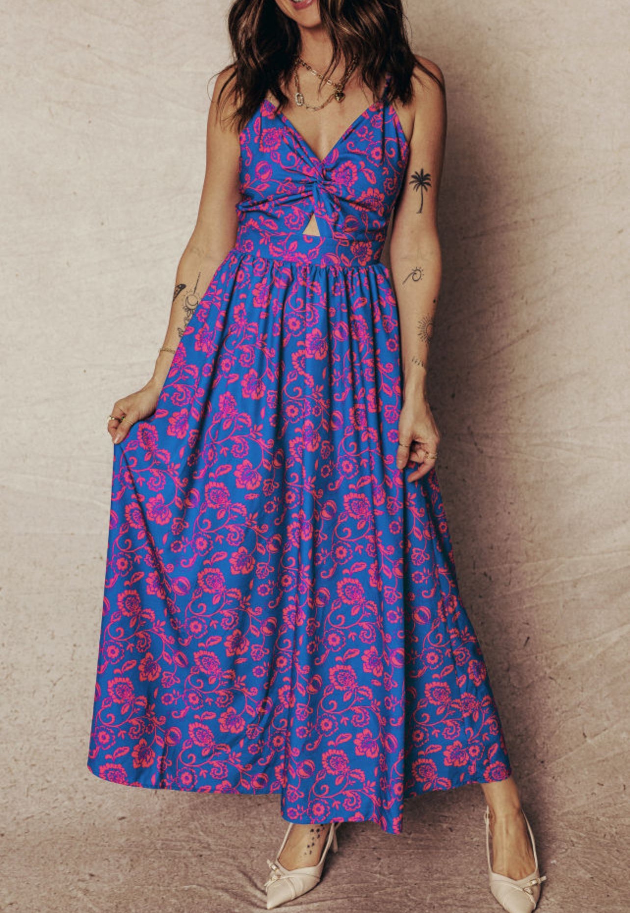 Women's Blue Floral Maxi Dress