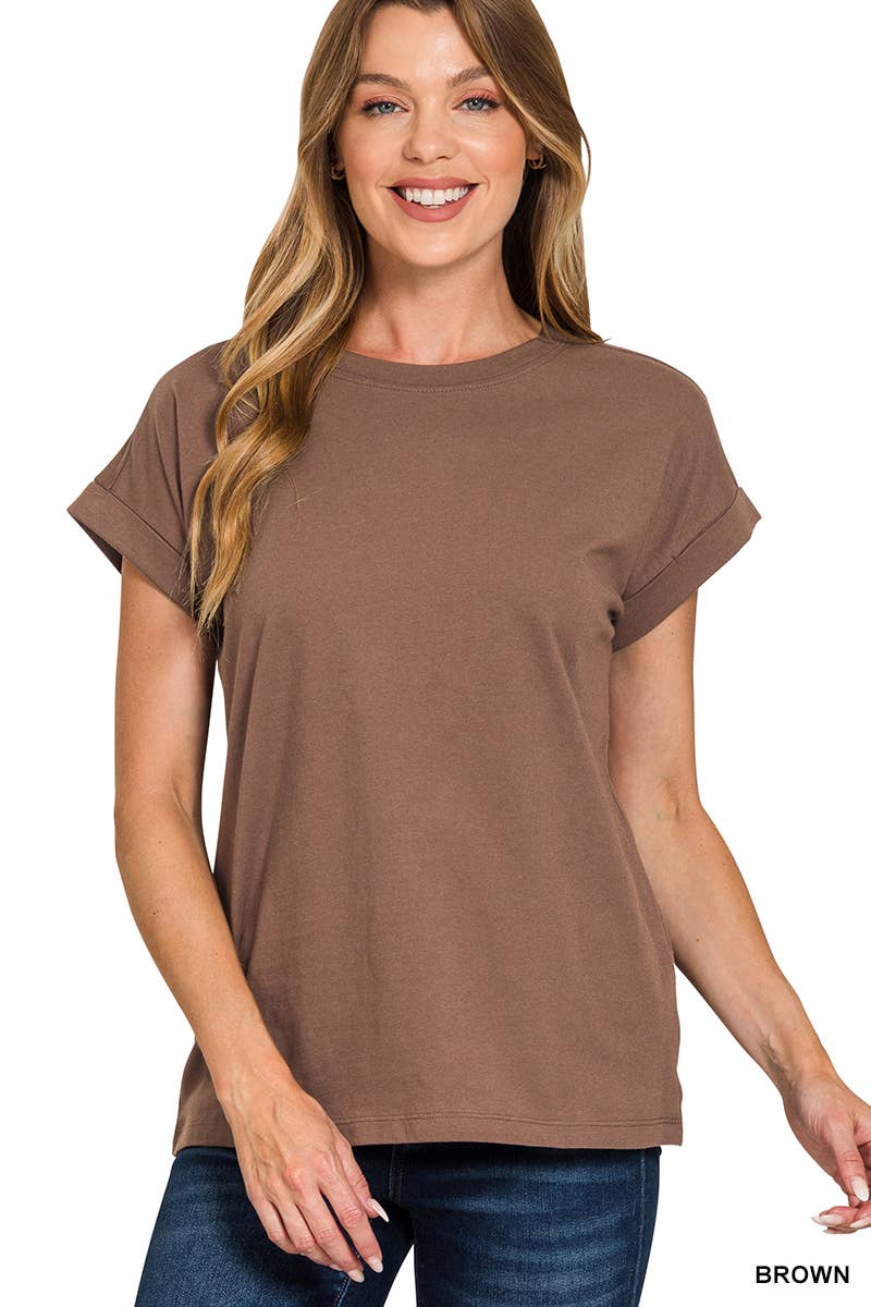 Women's Cotton Crew Neck Short Sleeve T Shirt: WHITE