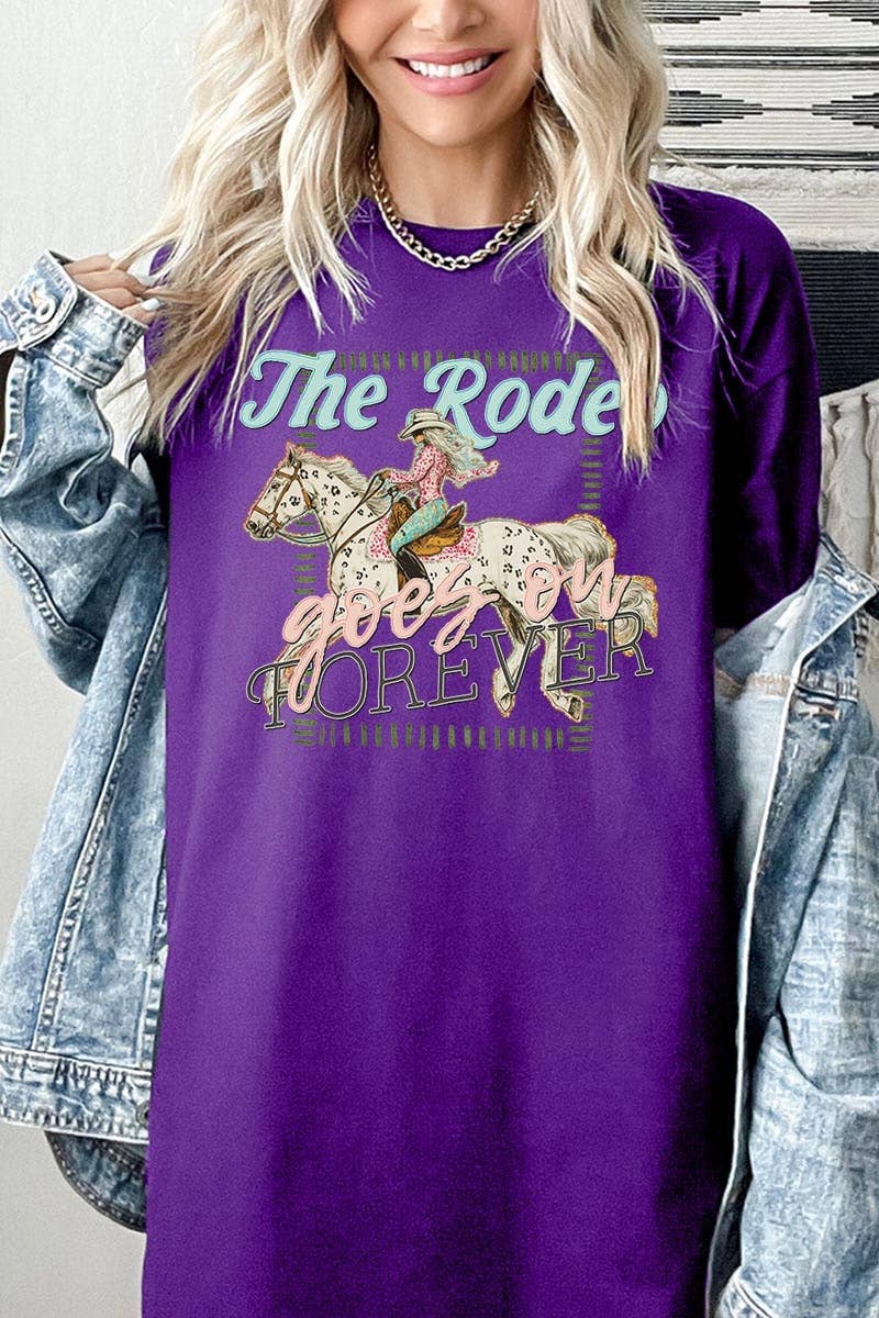 The Rodeo Goes On Forever Graphic Heavy Cotton Tee: SAND