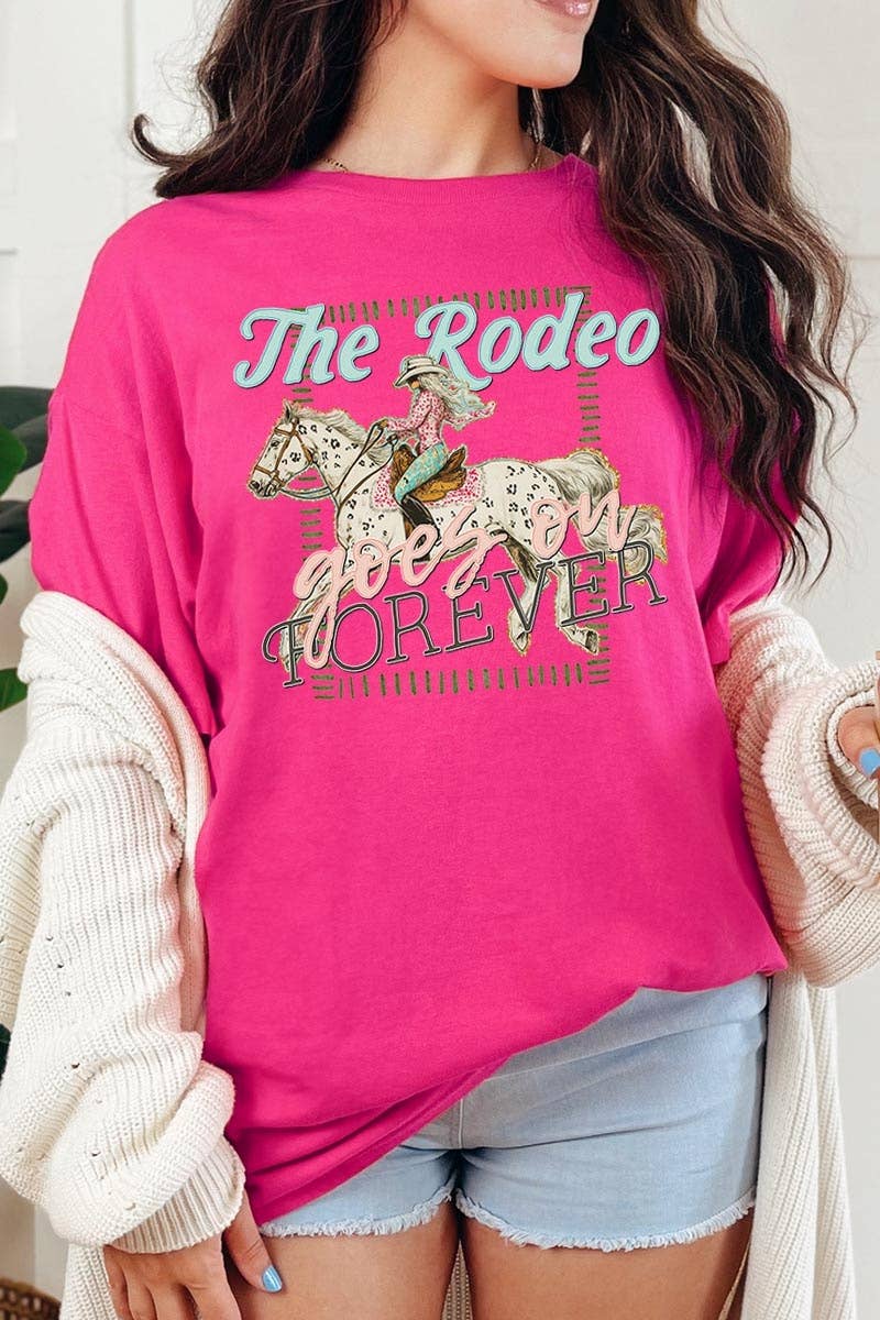 The Rodeo Goes On Forever Graphic Heavy Cotton Tee: SAND