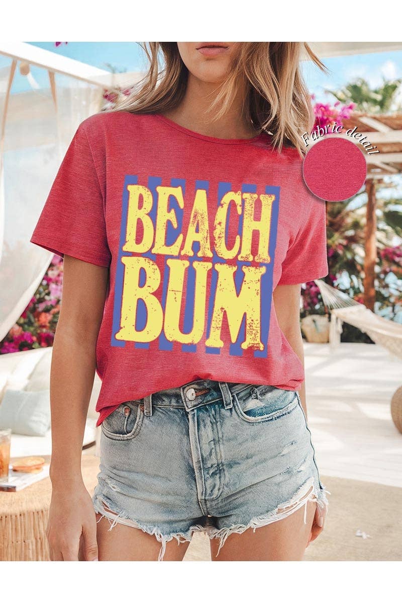 Women's Beach Bum Graphic Heavy Cotton Tee: LIGHT BLUE