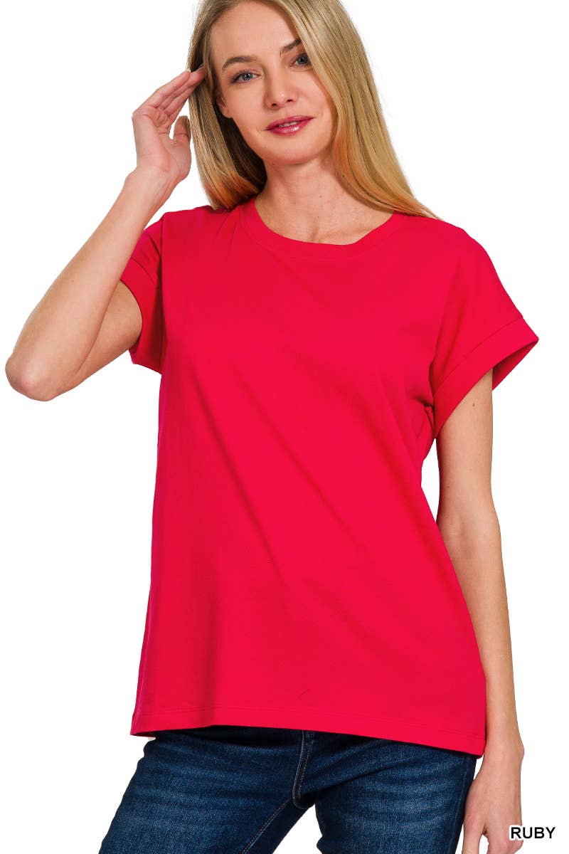 Women's Cotton Crew Neck Short Sleeve T Shirt: WHITE
