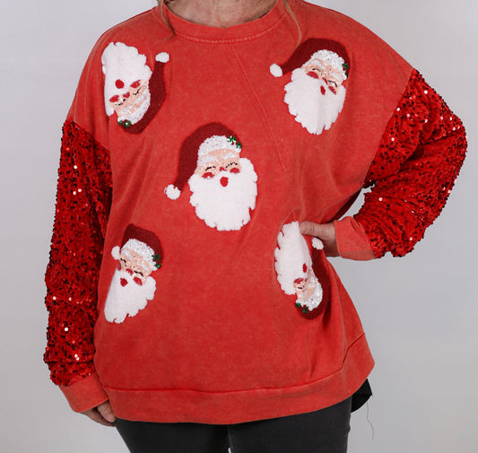 Sequin Santa Pullover