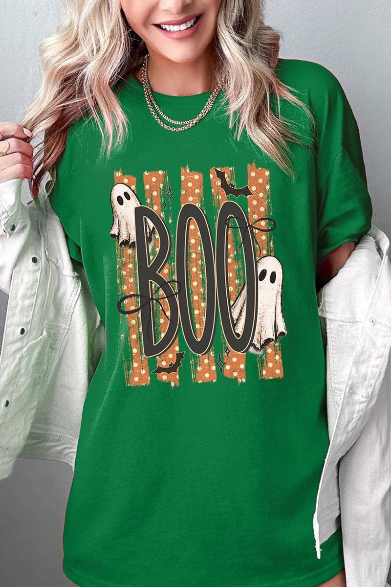 BOO Ghost Graphic Heavy Cotton Tee: BLACK