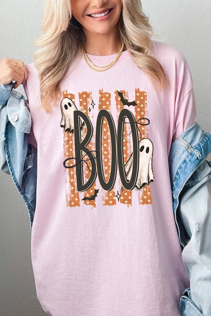 BOO Ghost Graphic Heavy Cotton Tee: BLACK