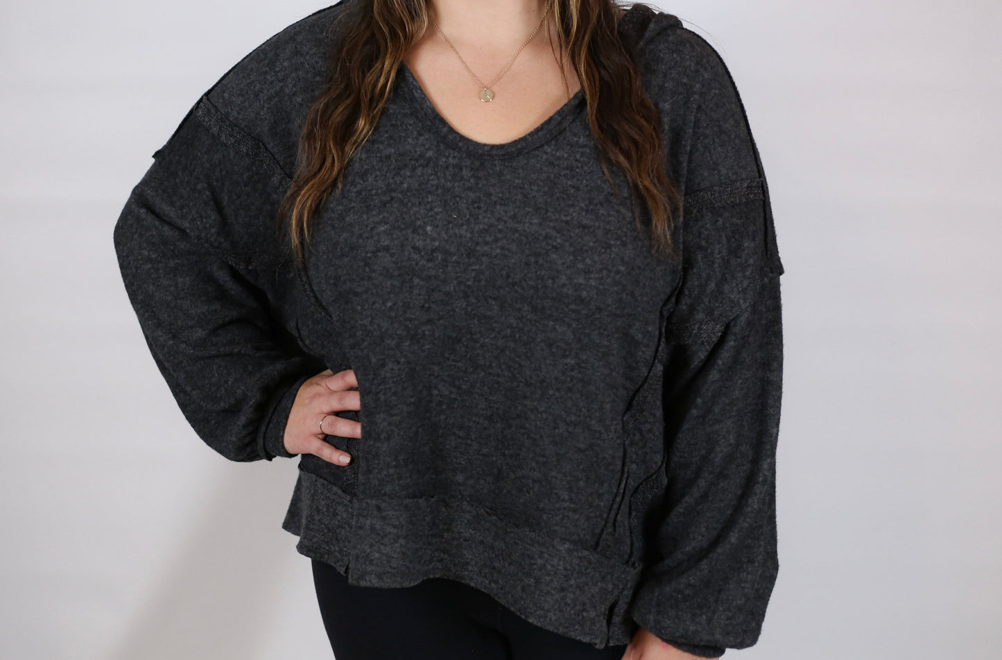 Balloon Sleeve Hoodie - Plus