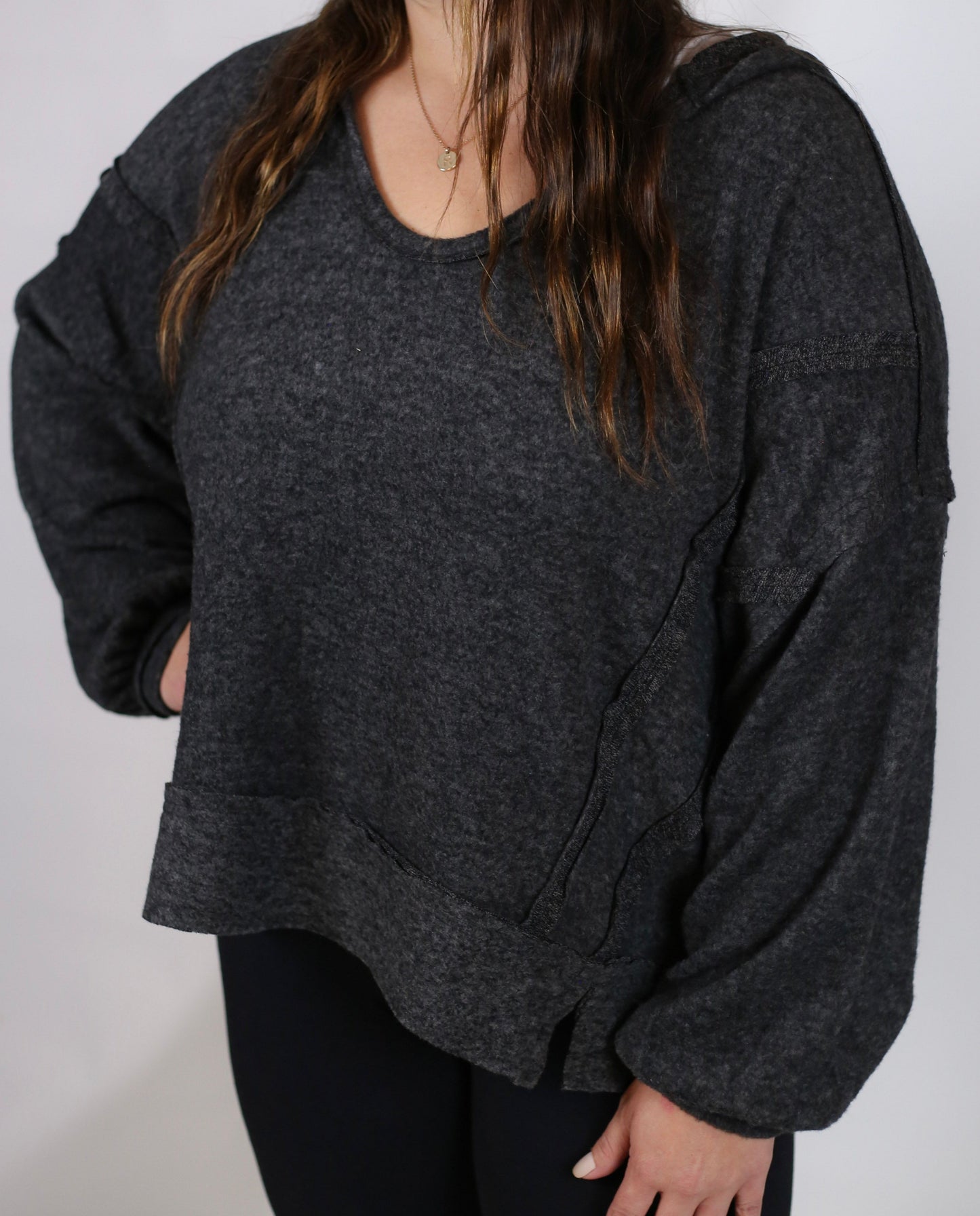 Balloon Sleeve Hoodie - Plus