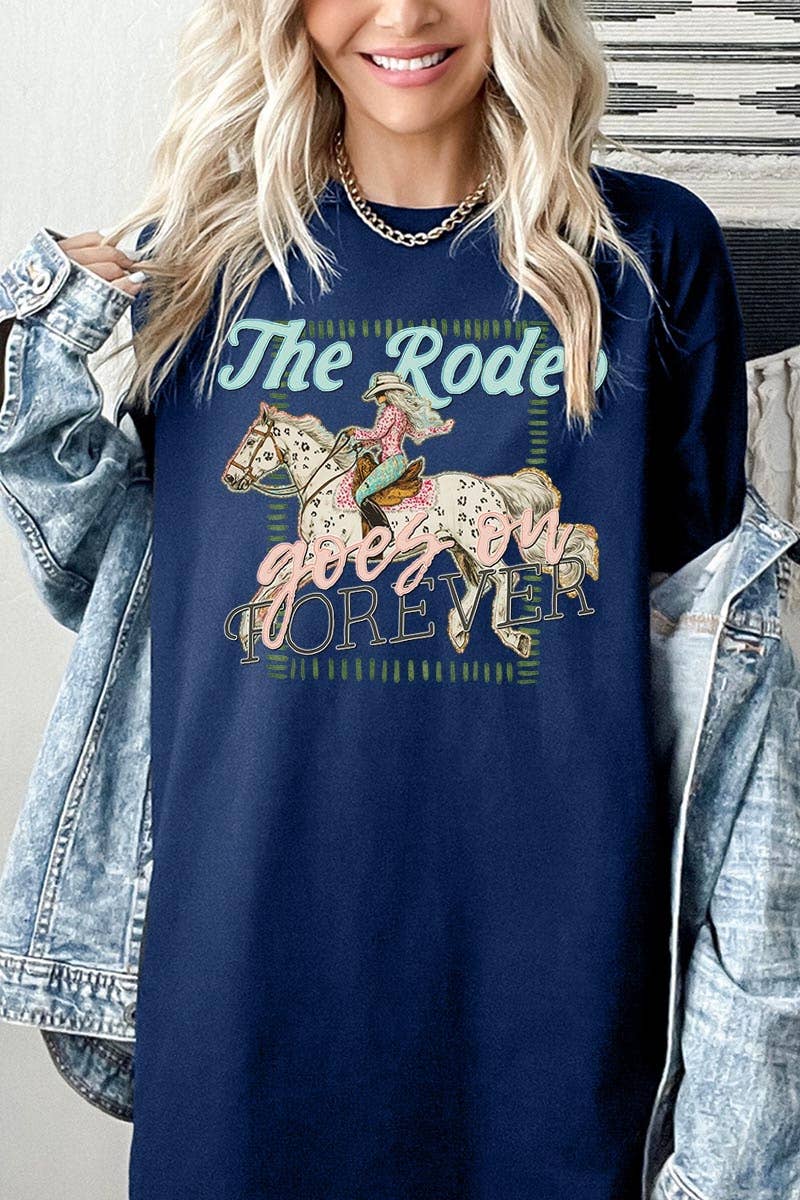 The Rodeo Goes On Forever Graphic Heavy Cotton Tee: SAND