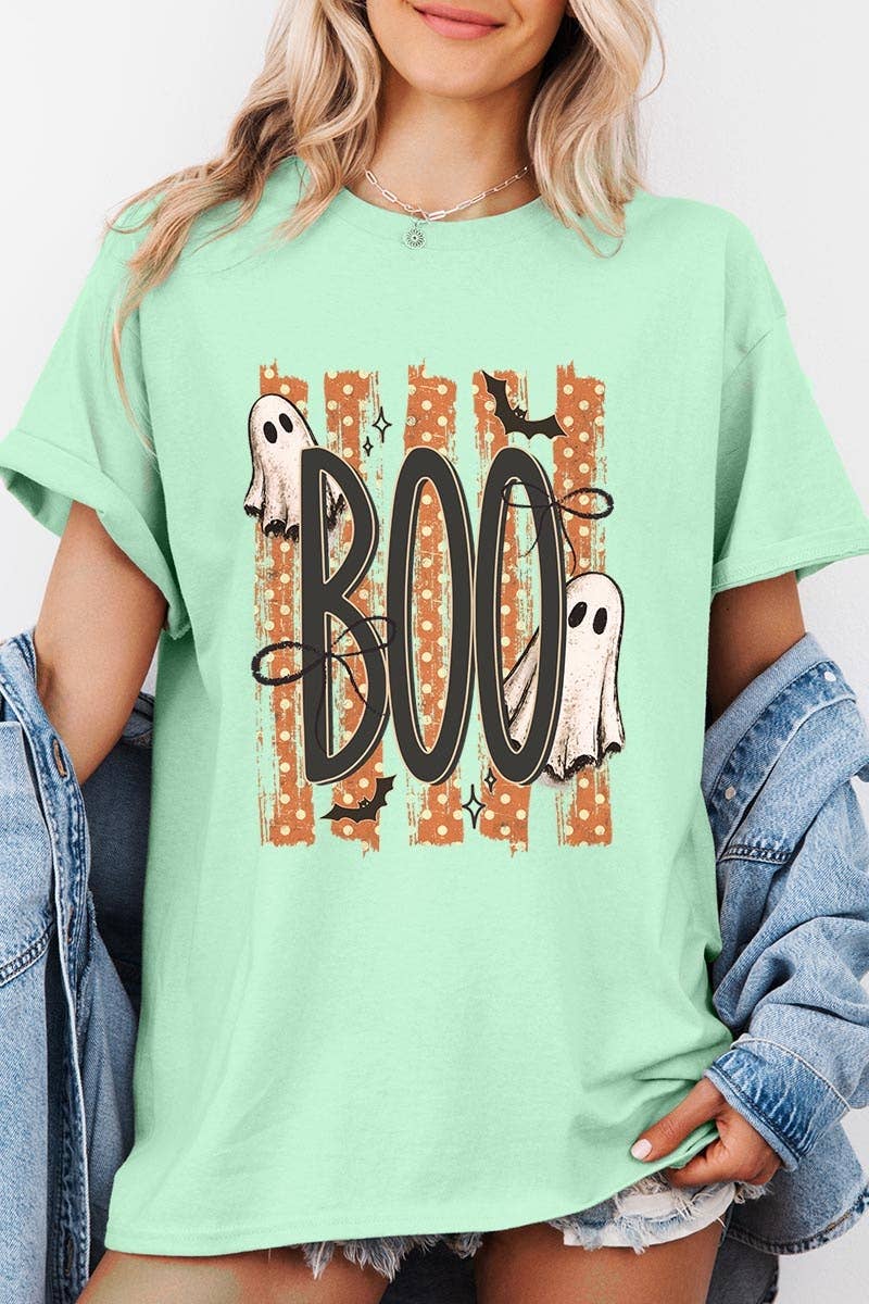 BOO Ghost Graphic Heavy Cotton Tee: BLACK