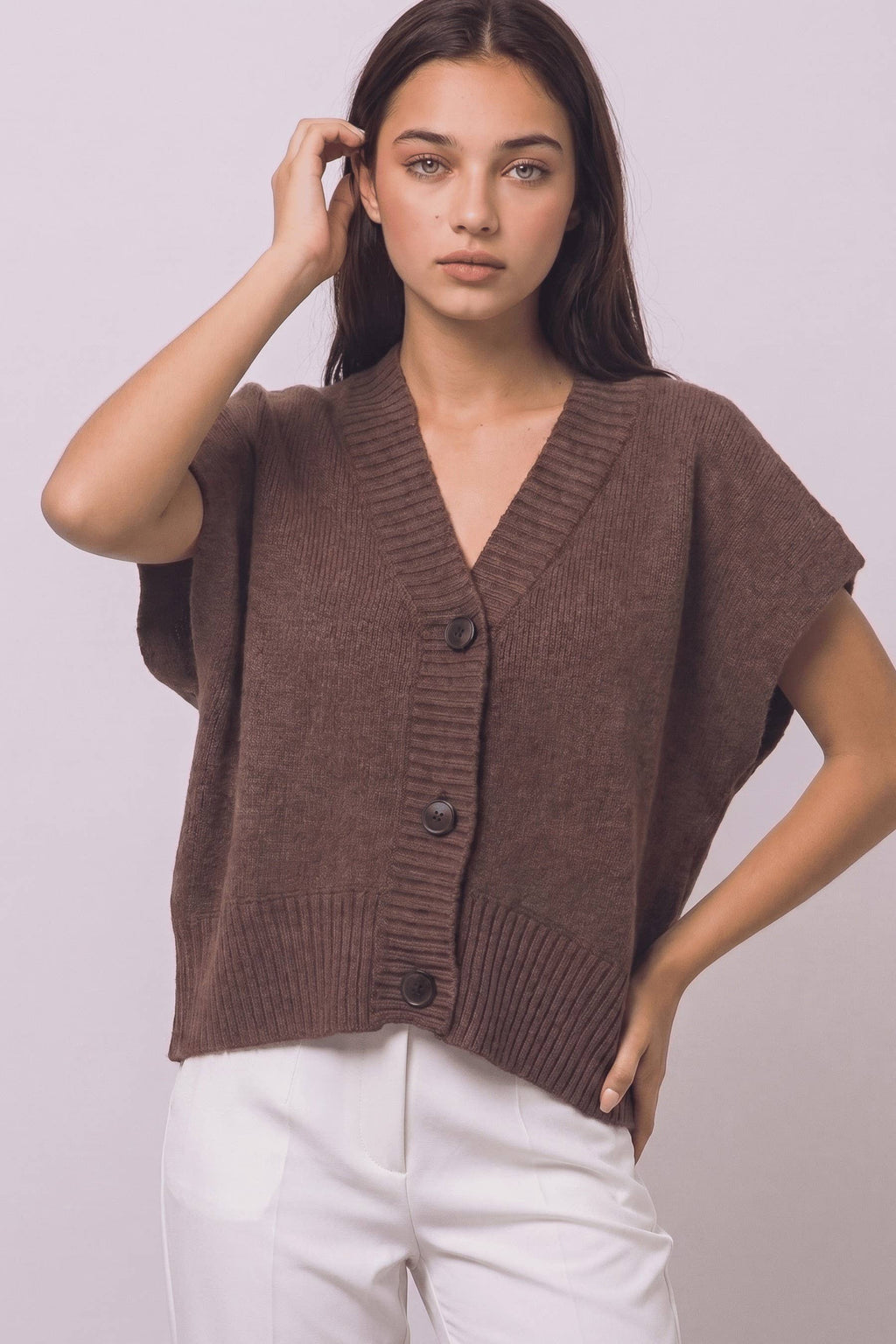Women's Oversized Sweater Cardigan Vest: Black