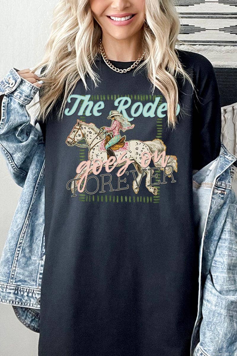 The Rodeo Goes On Forever Graphic Heavy Cotton Tee: SAND