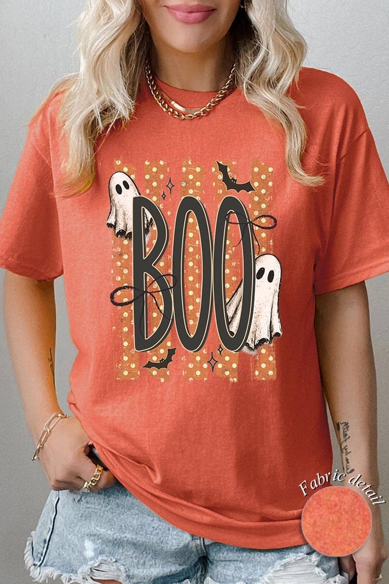 BOO Ghost Graphic Heavy Cotton Tee: BLACK