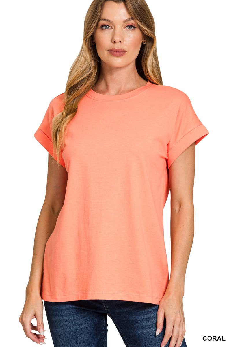Women's Cotton Crew Neck Short Sleeve T Shirt: WHITE