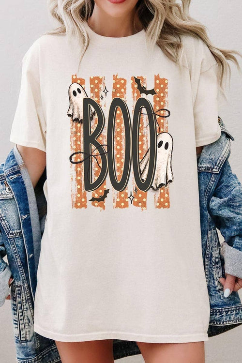 BOO Ghost Graphic Heavy Cotton Tee: BLACK