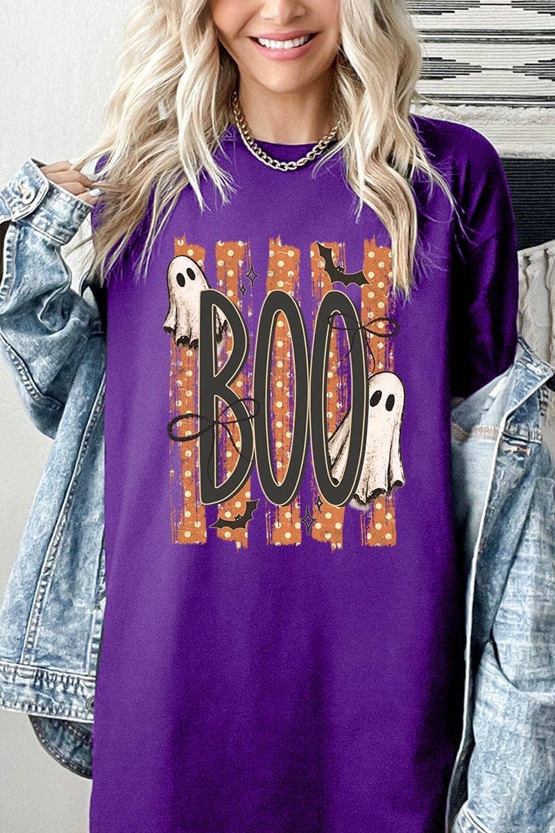 BOO Ghost Graphic Heavy Cotton Tee: BLACK