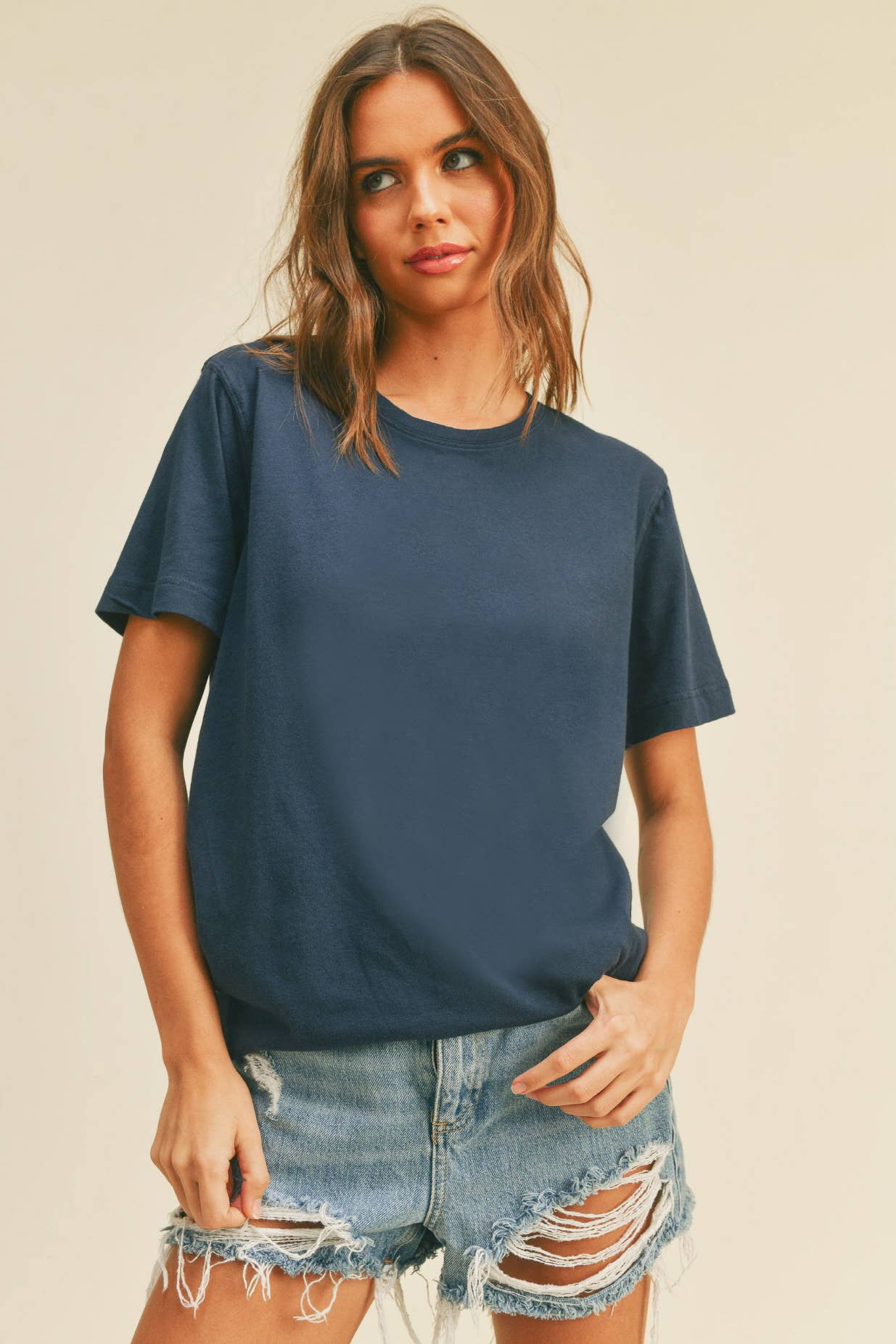 Women's Blank Classic Short Sleeve T-Shirt: NAVY
