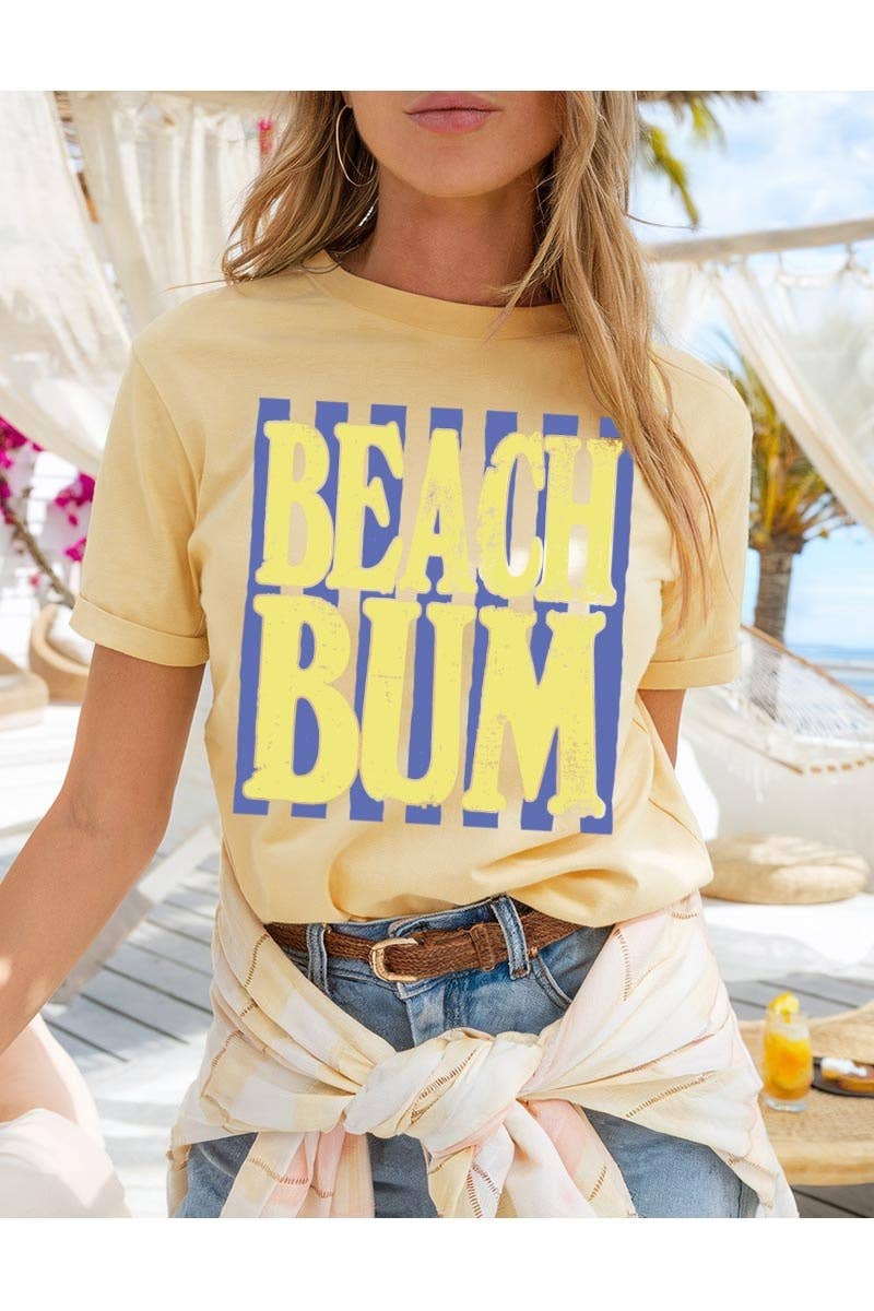 Women's Beach Bum Graphic Heavy Cotton Tee: LIGHT BLUE