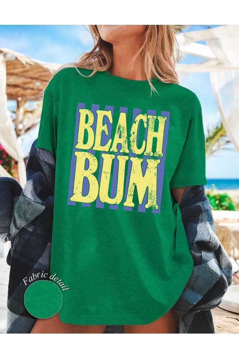 Women's Beach Bum Graphic Heavy Cotton Tee: LIGHT BLUE