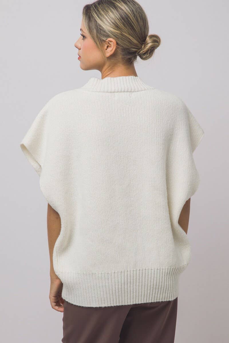 Women's Oversized Sweater Cardigan Vest: Black