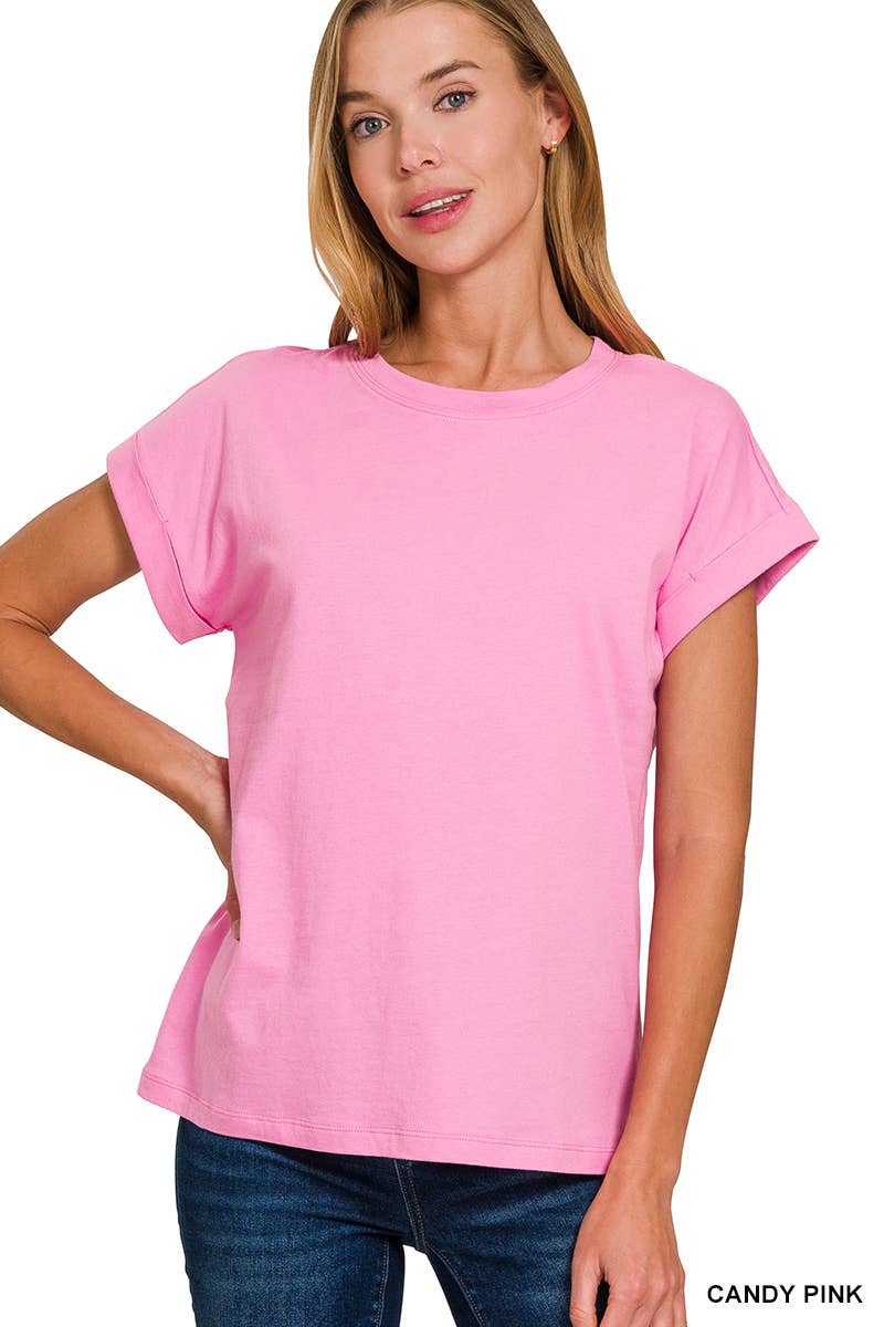 Women's Cotton Crew Neck Short Sleeve T Shirt: WHITE