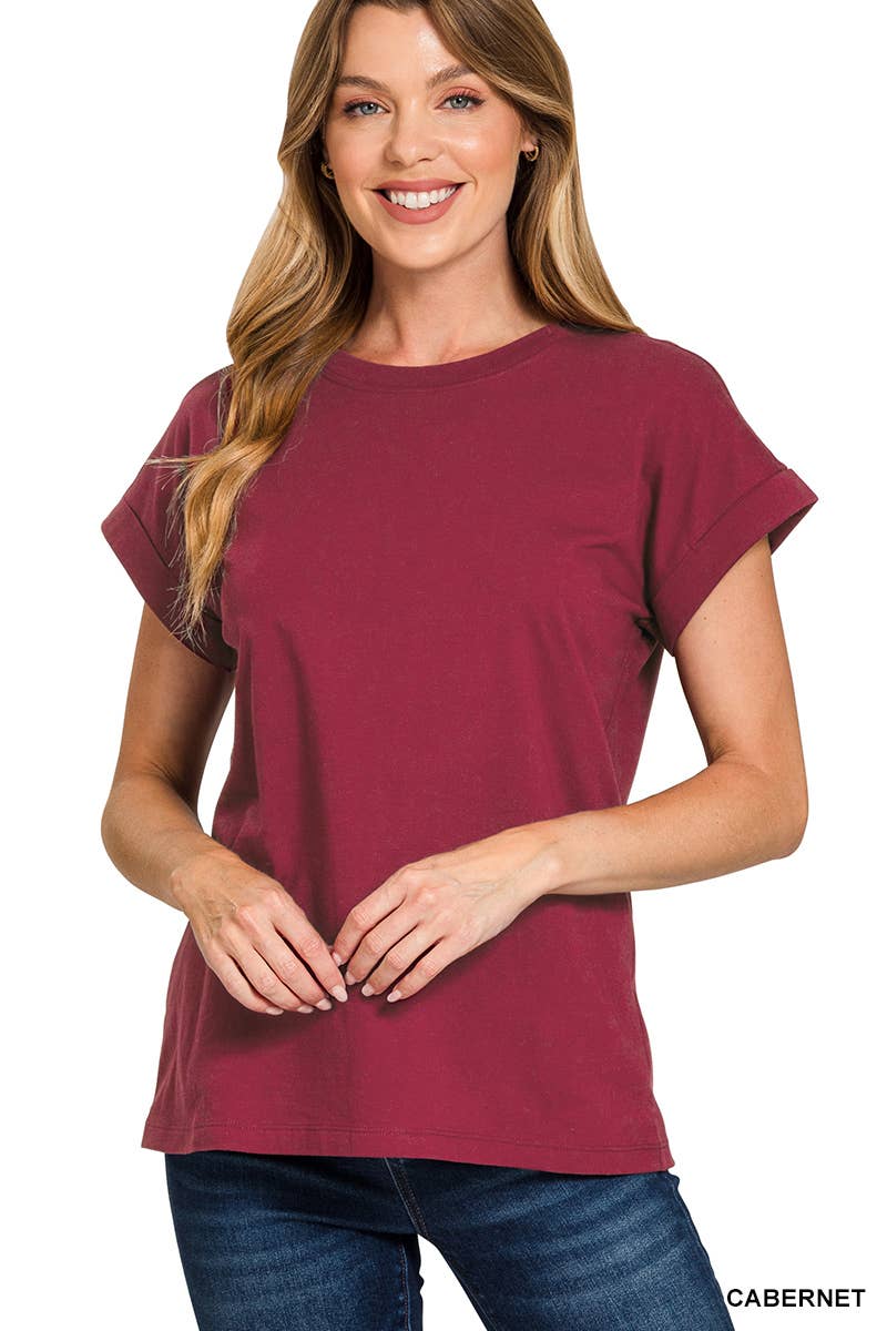 Women's Cotton Crew Neck Short Sleeve T Shirt: WHITE