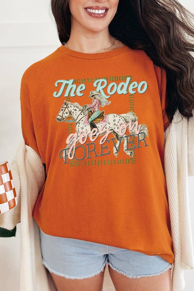 The Rodeo Goes On Forever Graphic Heavy Cotton Tee: SAND