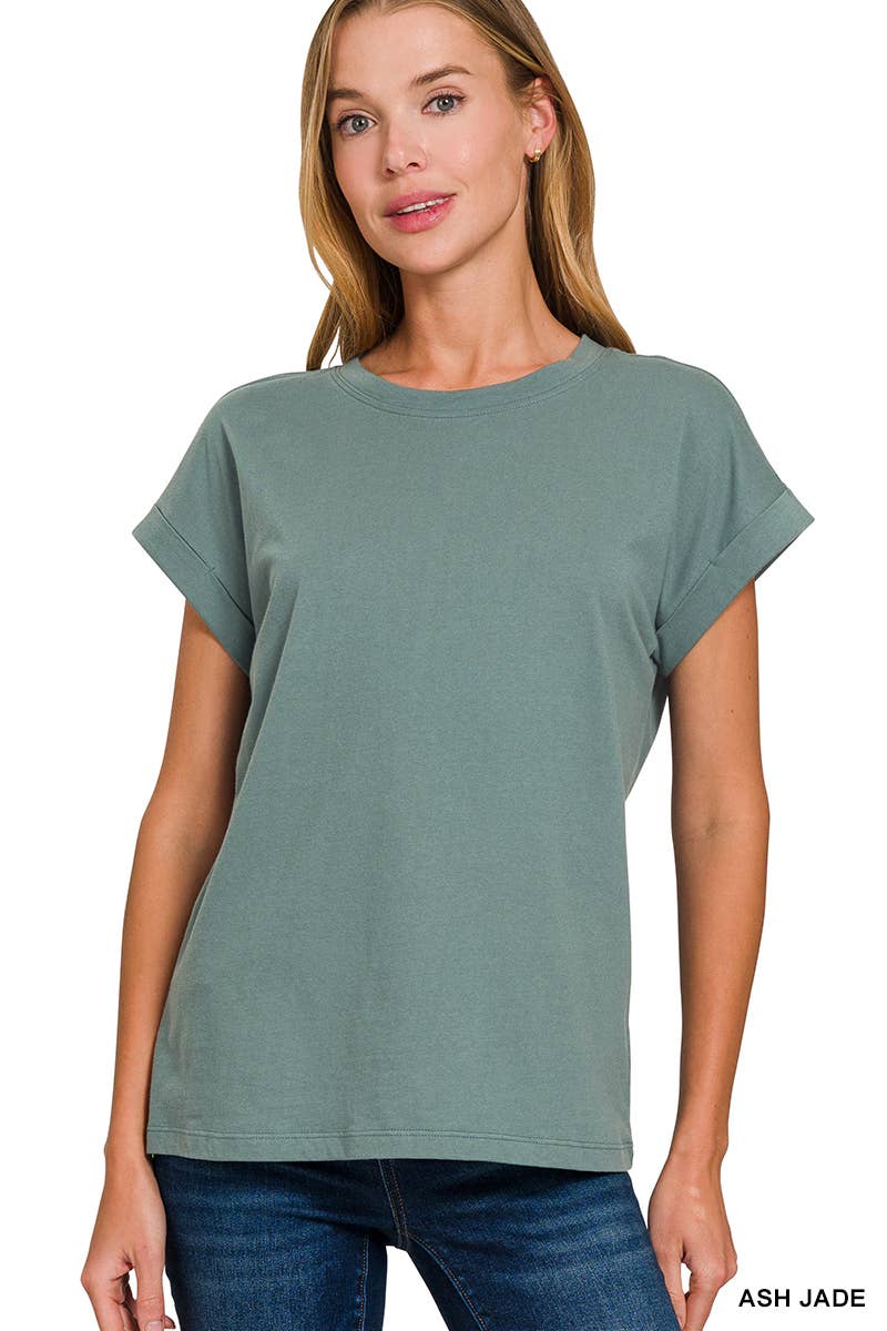 Women's Cotton Crew Neck Short Sleeve T Shirt: WHITE