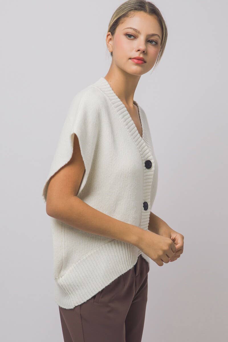Women's Oversized Sweater Cardigan Vest: Black