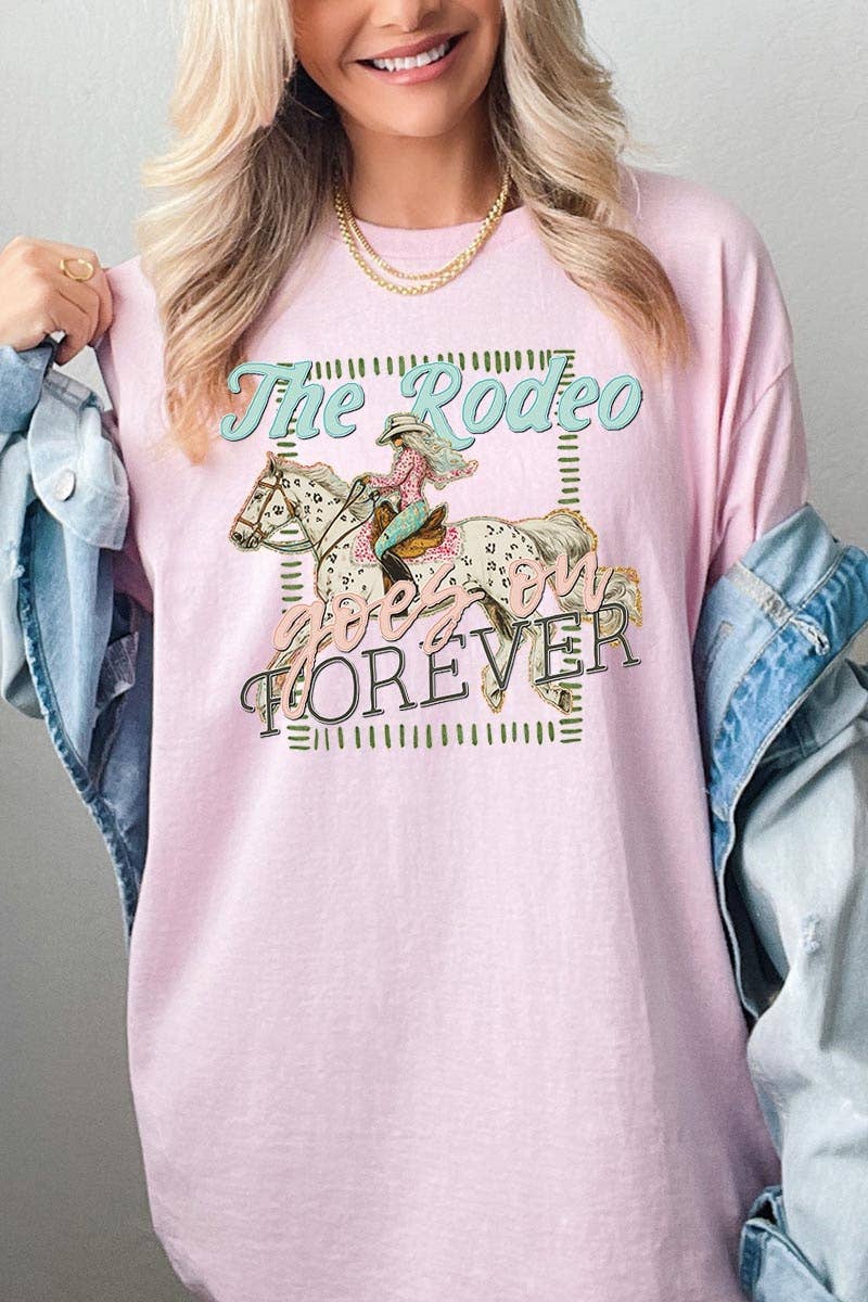 The Rodeo Goes On Forever Graphic Heavy Cotton Tee: SAND