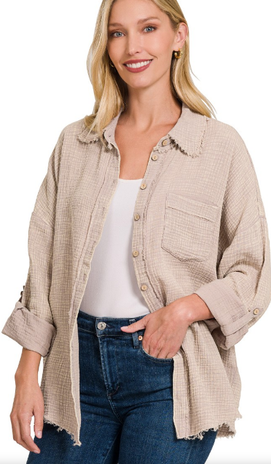 Gauze Button Down