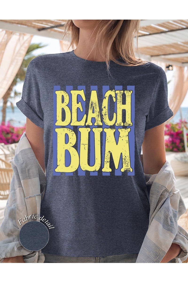 Women's Beach Bum Graphic Heavy Cotton Tee: LIGHT BLUE