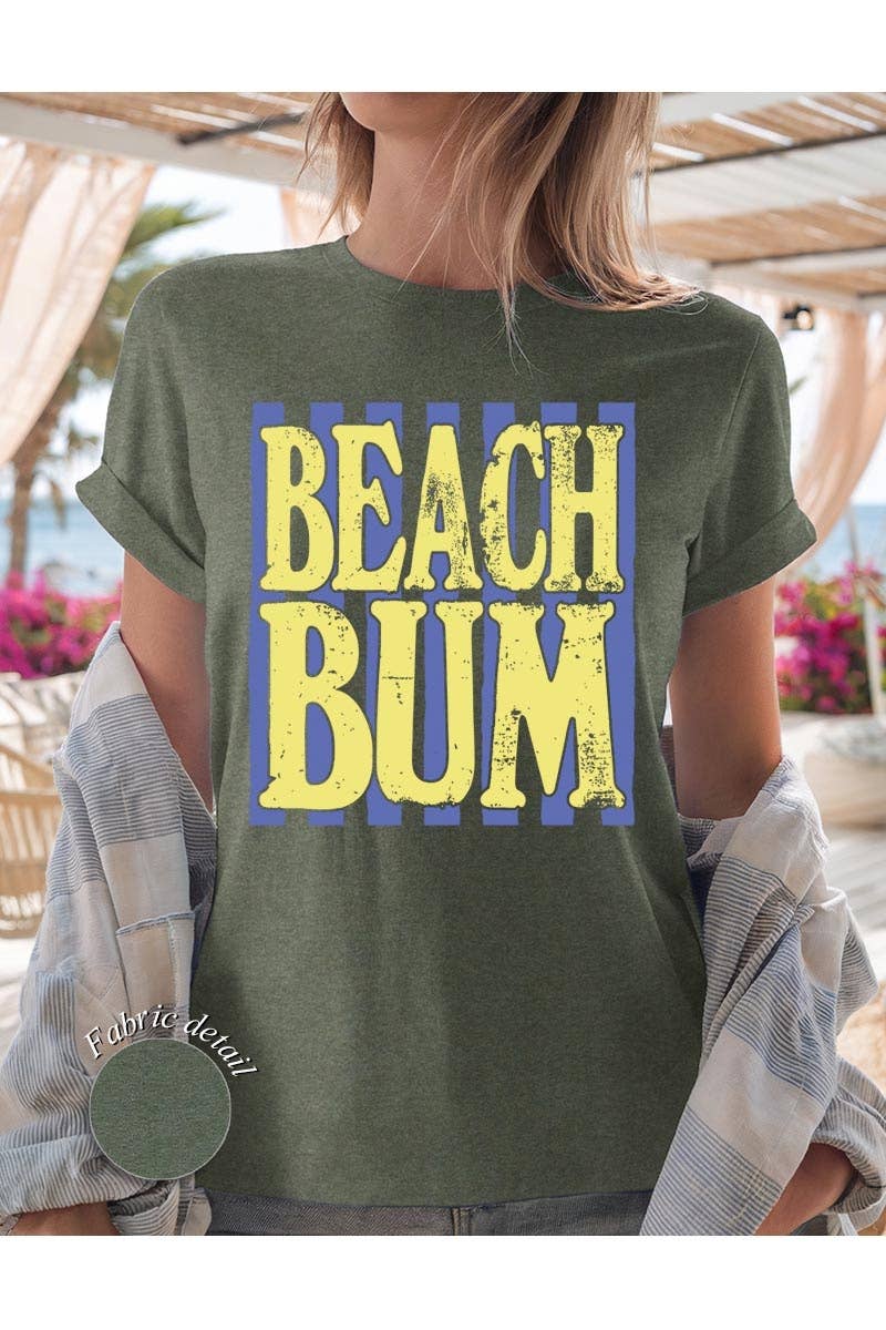 Women's Beach Bum Graphic Heavy Cotton Tee: LIGHT BLUE