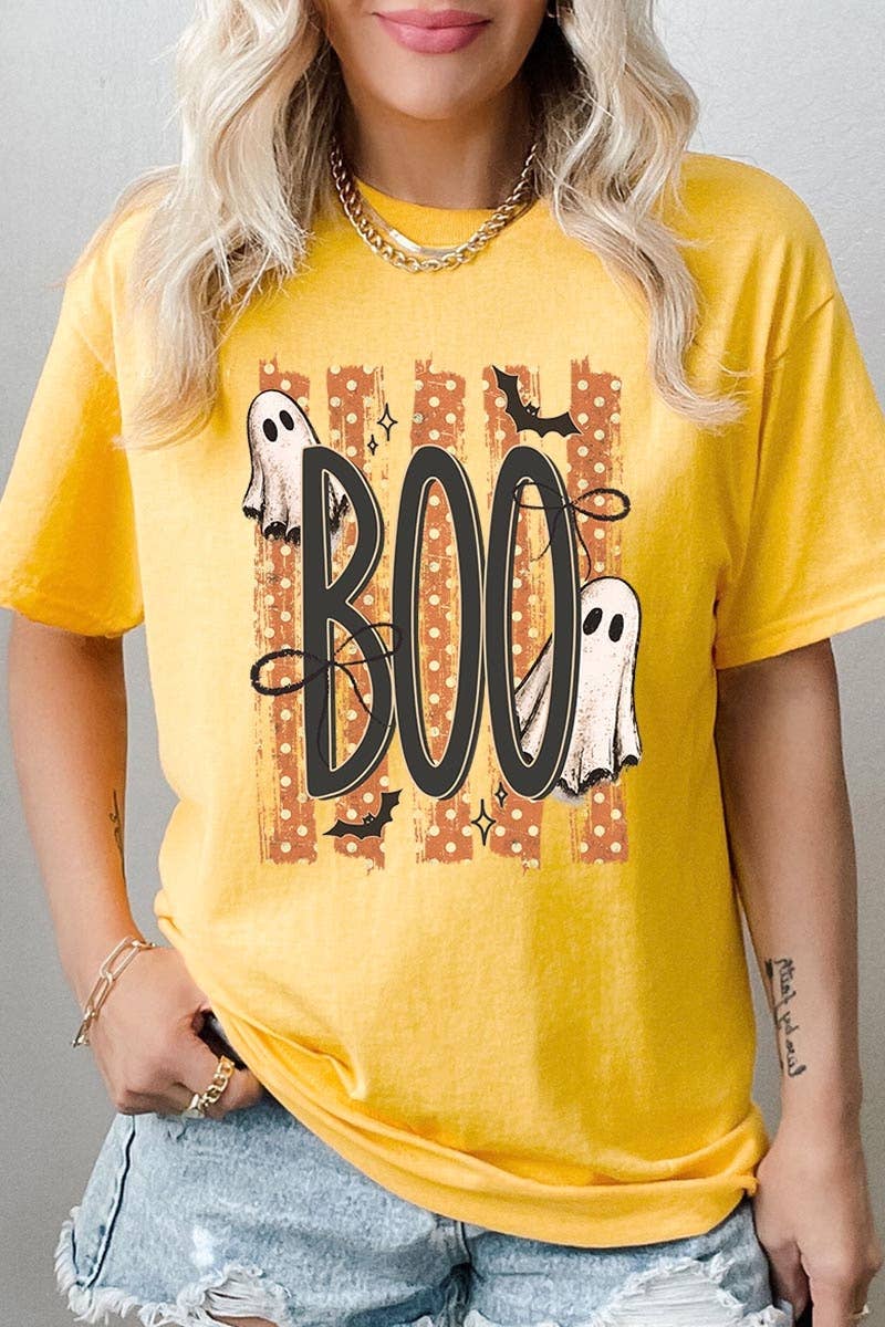 BOO Ghost Graphic Heavy Cotton Tee: BLACK