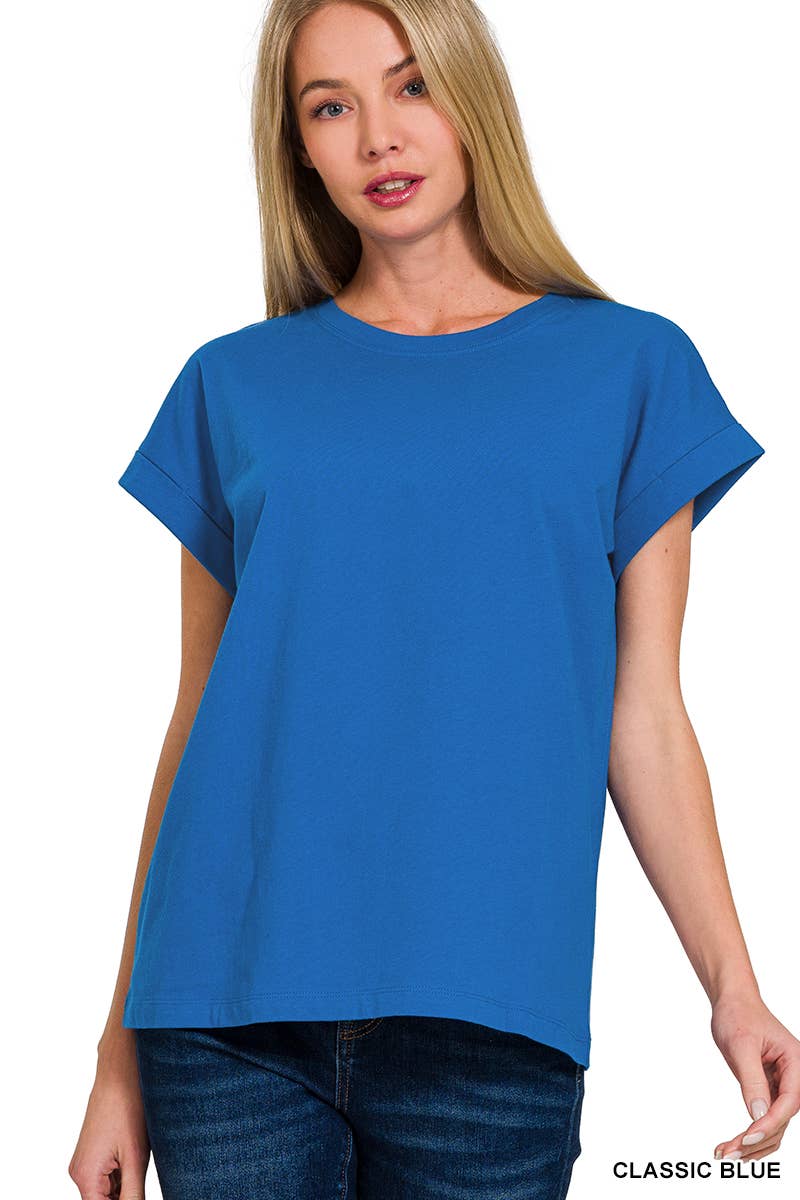 Women's Cotton Crew Neck Short Sleeve T Shirt: WHITE