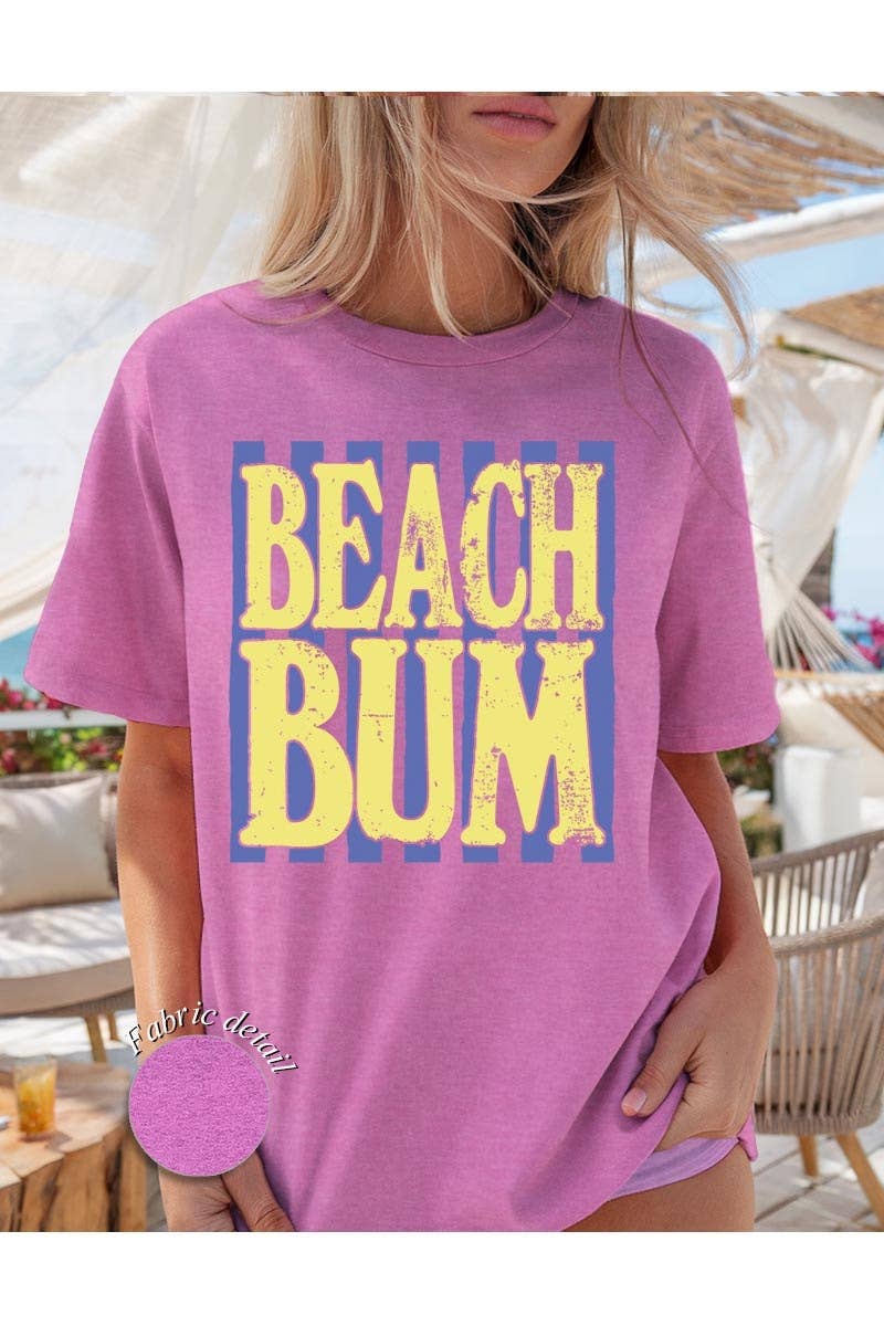 Women's Beach Bum Graphic Heavy Cotton Tee: LIGHT BLUE