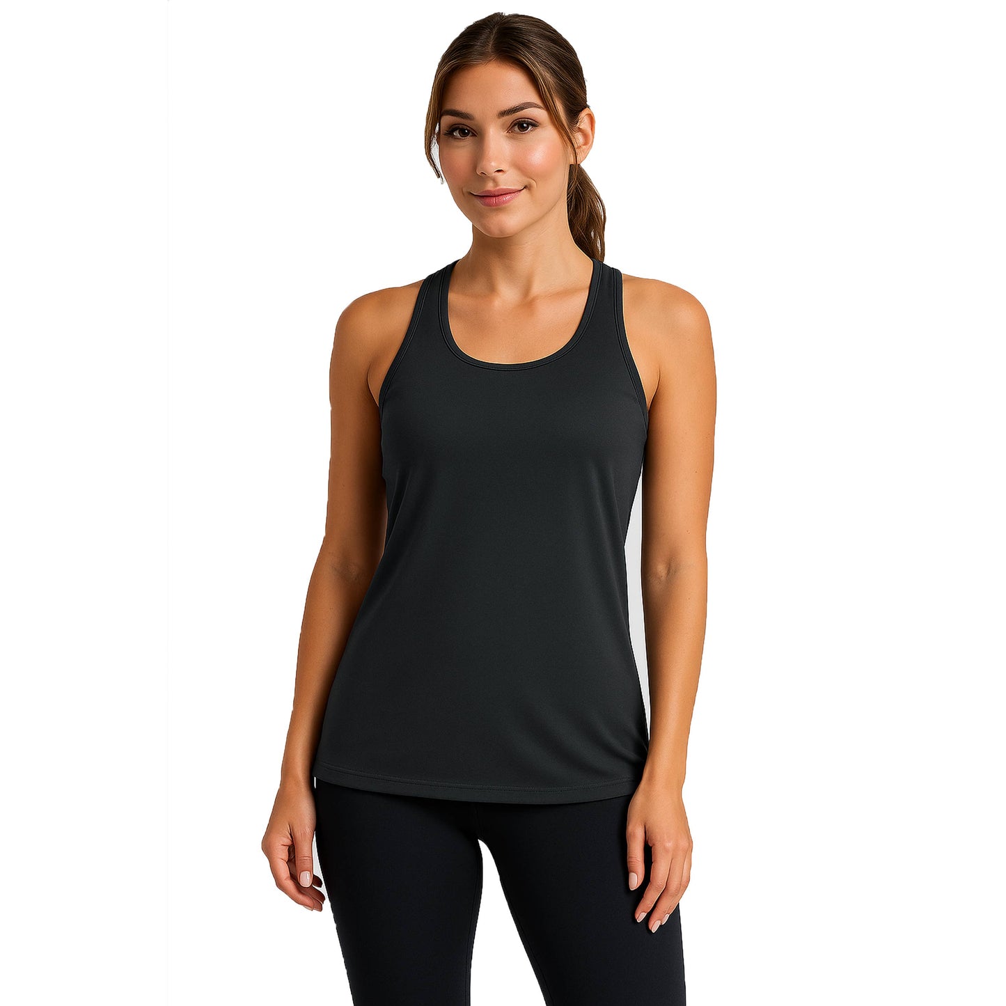 Women's Moisture Wicking Racerback Tanks: Black