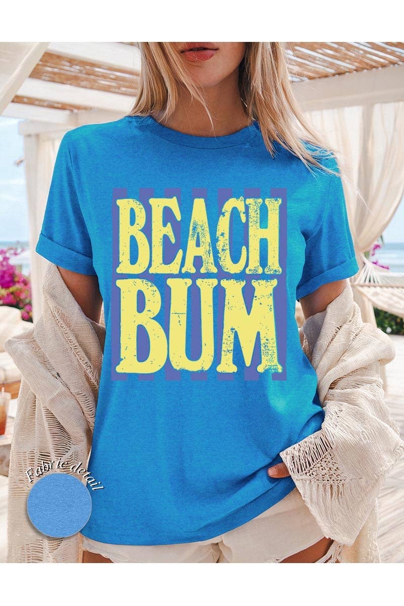 Women's Beach Bum Graphic Heavy Cotton Tee: LIGHT BLUE