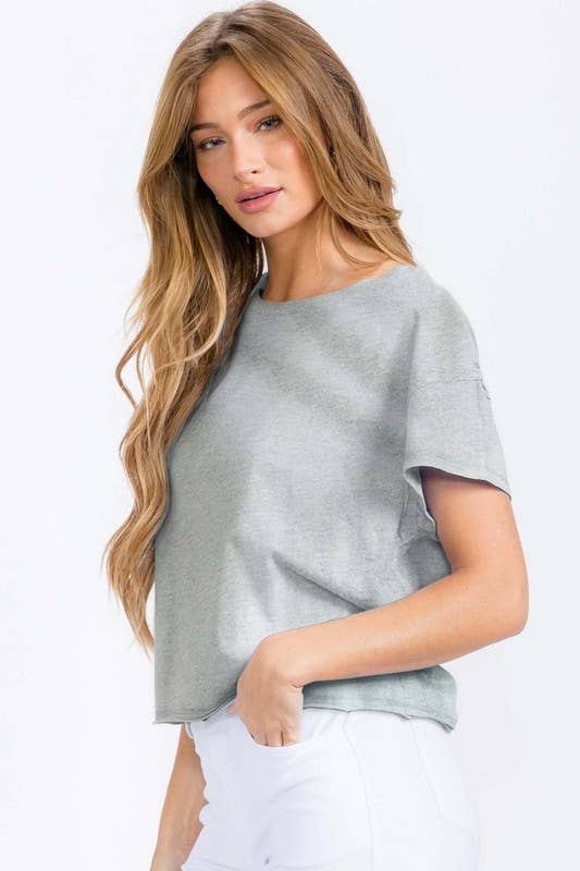 Women's The Essential Raw Edge Short Tee: Heather Grey