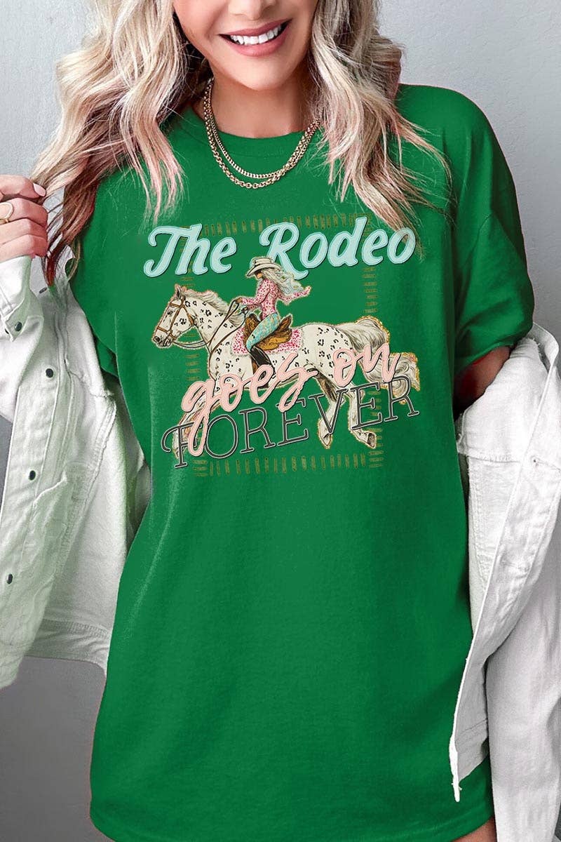 The Rodeo Goes On Forever Graphic Heavy Cotton Tee: SAND