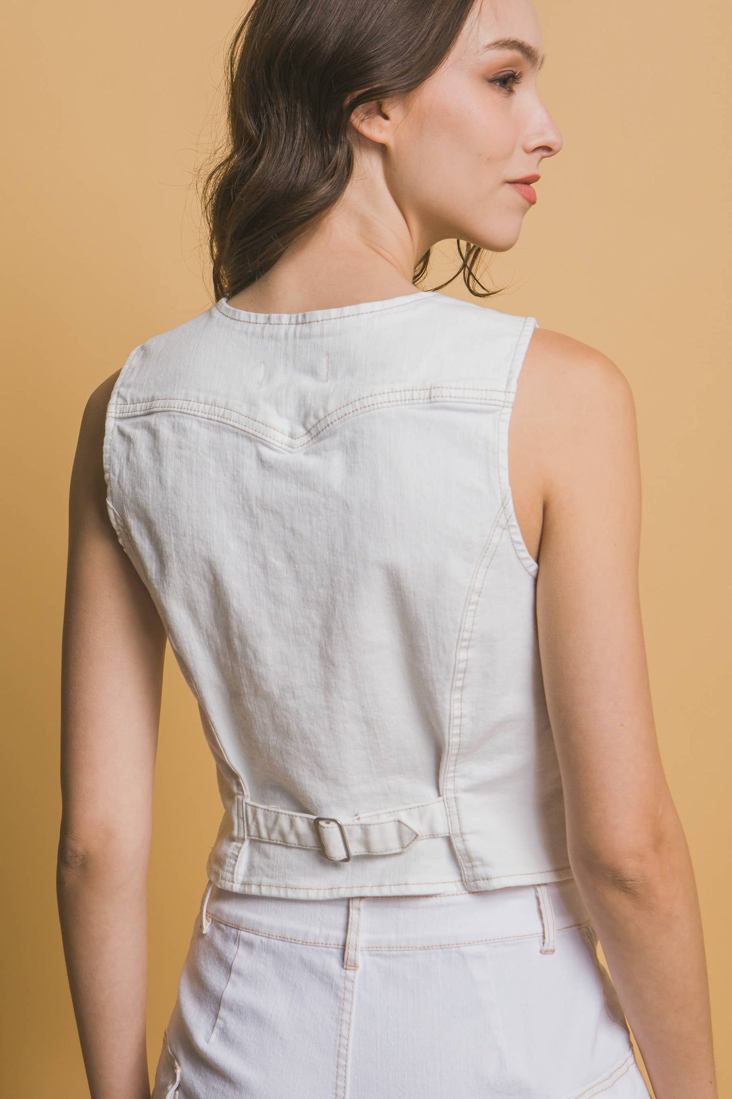 Women's Stretch Denim Vest: BLU-denim