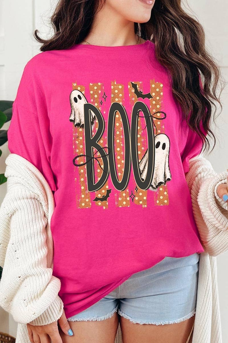 BOO Ghost Graphic Heavy Cotton Tee: BLACK