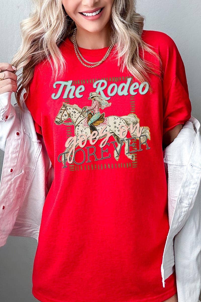 The Rodeo Goes On Forever Graphic Heavy Cotton Tee: SAND