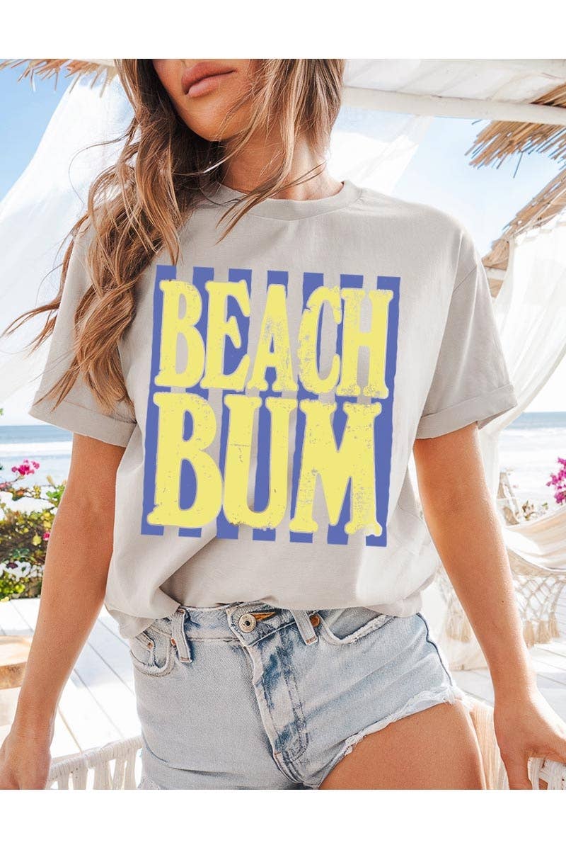 Women's Beach Bum Graphic Heavy Cotton Tee: LIGHT BLUE