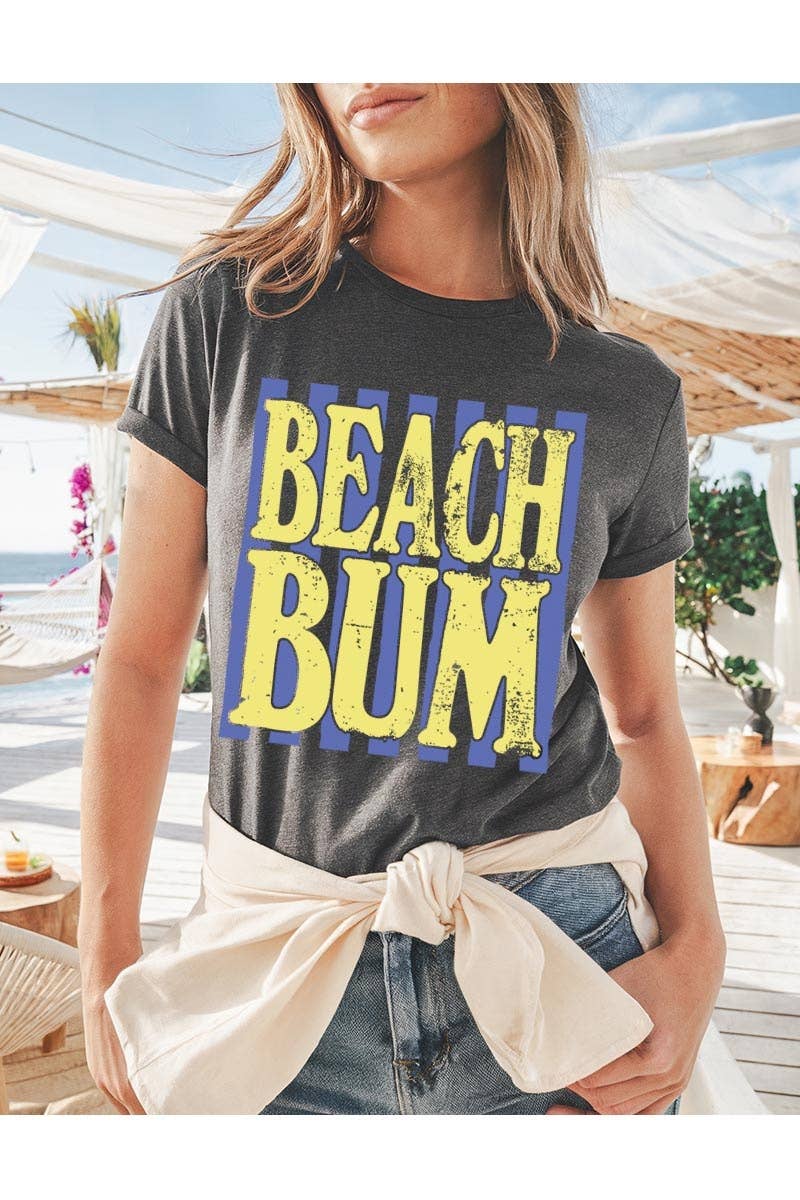 Women's Beach Bum Graphic Heavy Cotton Tee: LIGHT BLUE