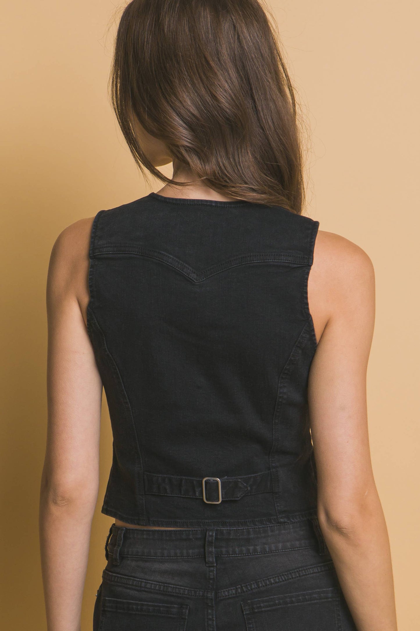 Women's Stretch Denim Vest: BLU-denim