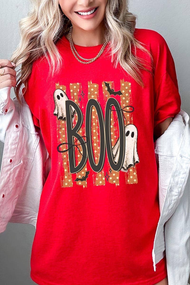 BOO Ghost Graphic Heavy Cotton Tee: BLACK